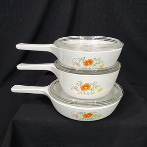 Vintage Corning Ware Wildflower Menuette Set With Lids EUC
